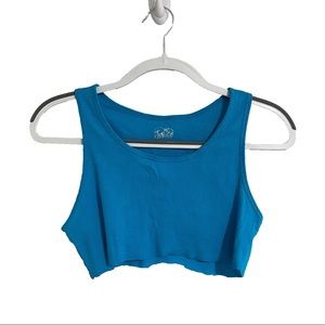 Ragged Cut Justice Cropped Blue Tank Top